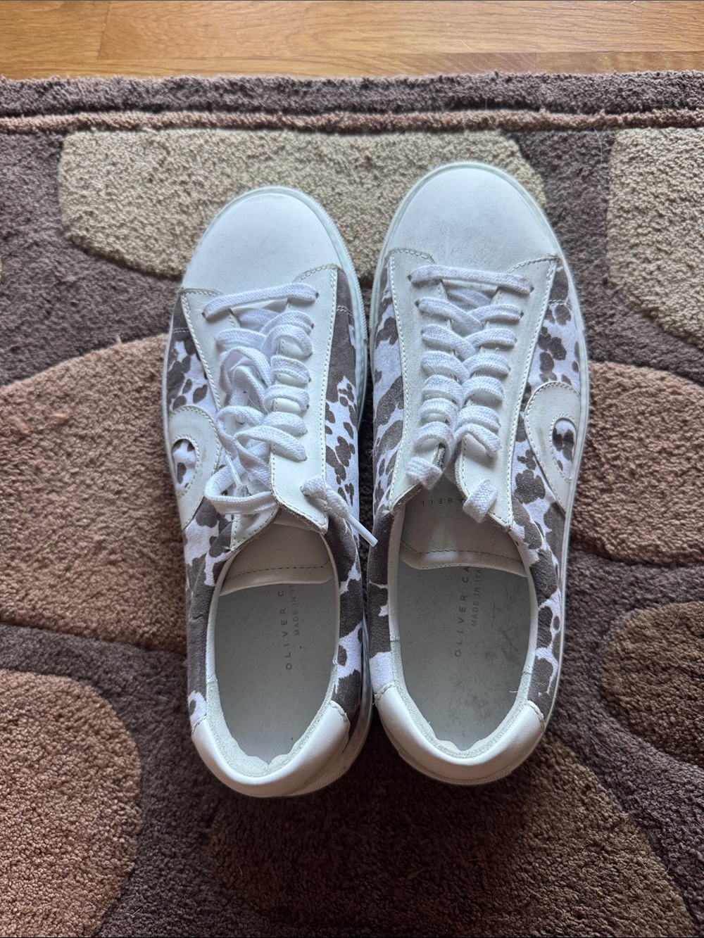 Oliver Cabell White & Taupe Leopard-Print Women’s Sneakers